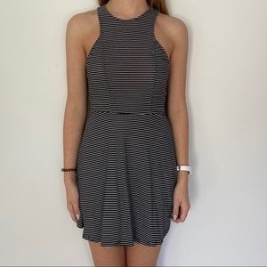 Black and white striped dress
